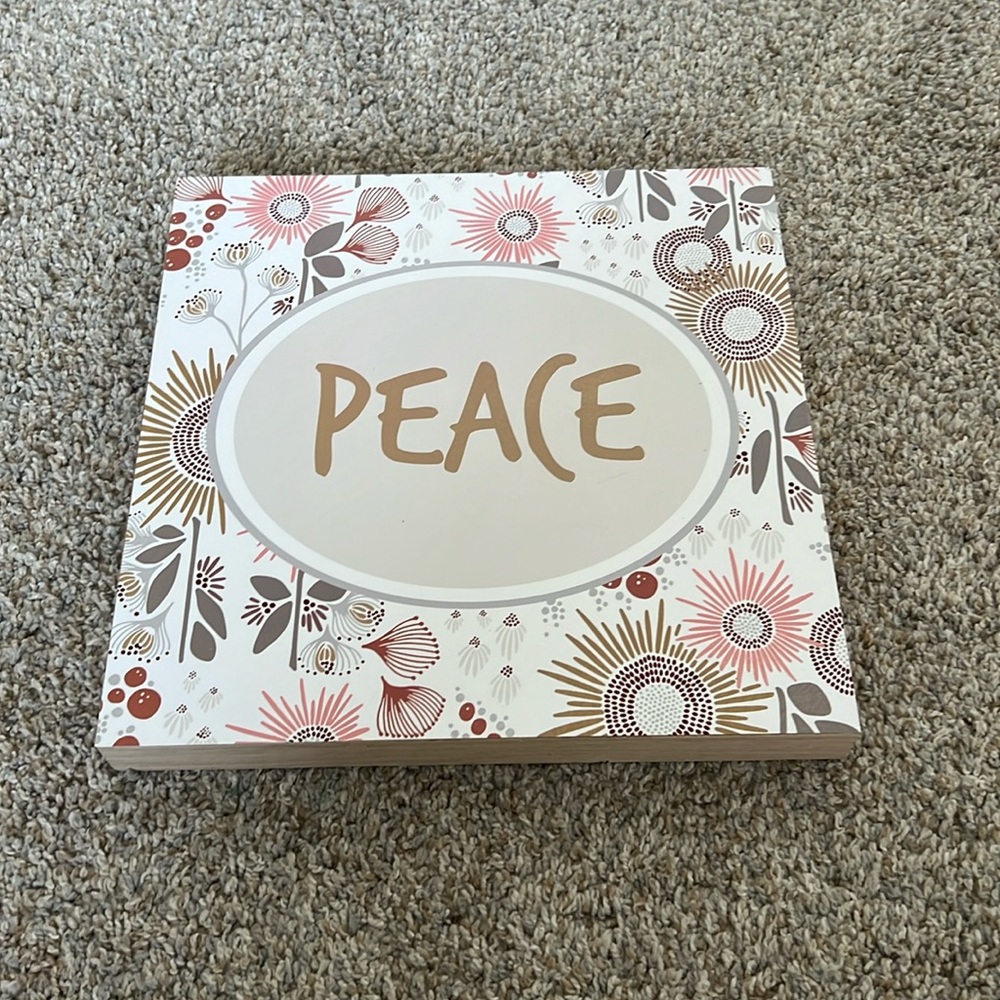 NWT wooden peace sign 12” x 12”
